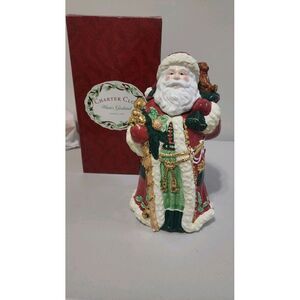 Charter Club Winter Garland Ceramic Cookie Jar Santa Claus Christmas 1998 OWS‎